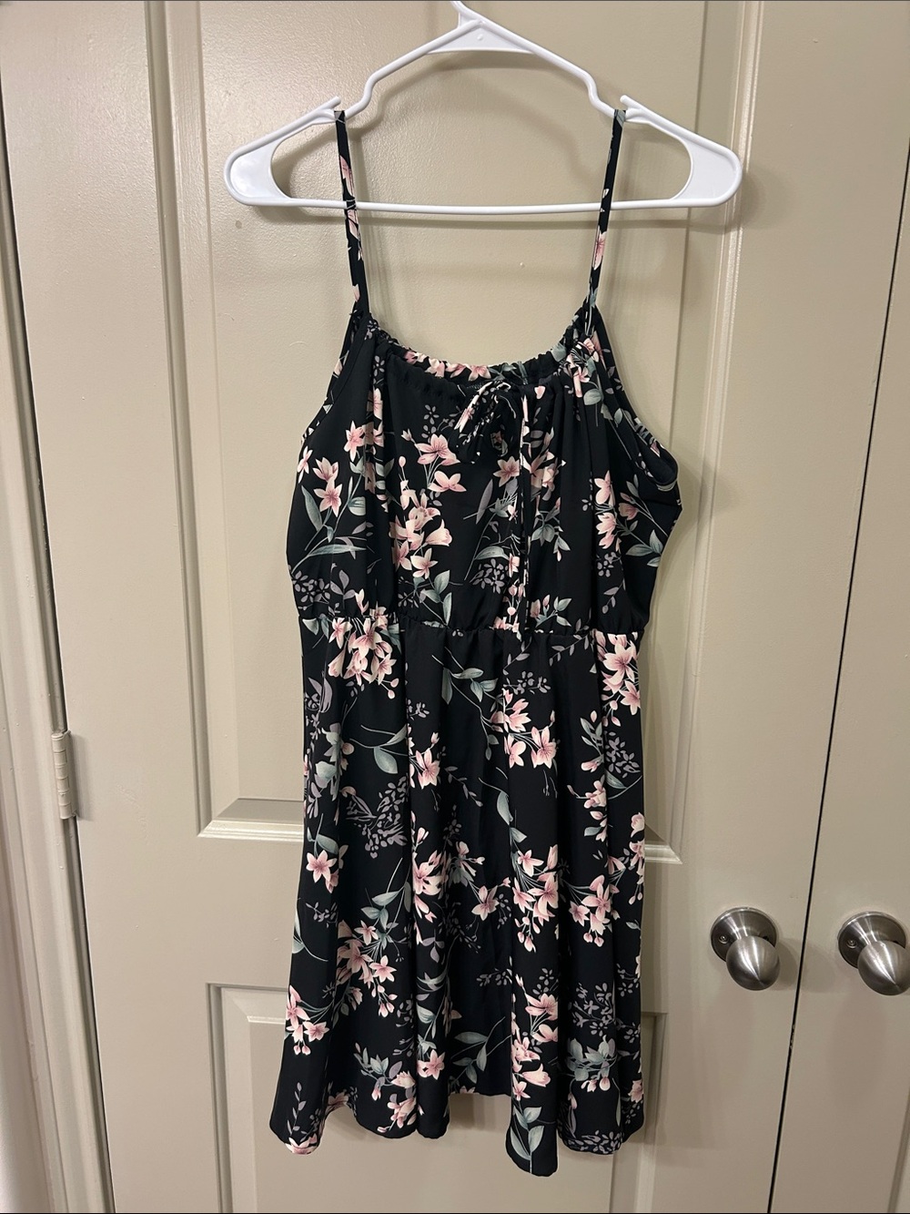 SHEIN Black Mini Dress with Pink Floral Print